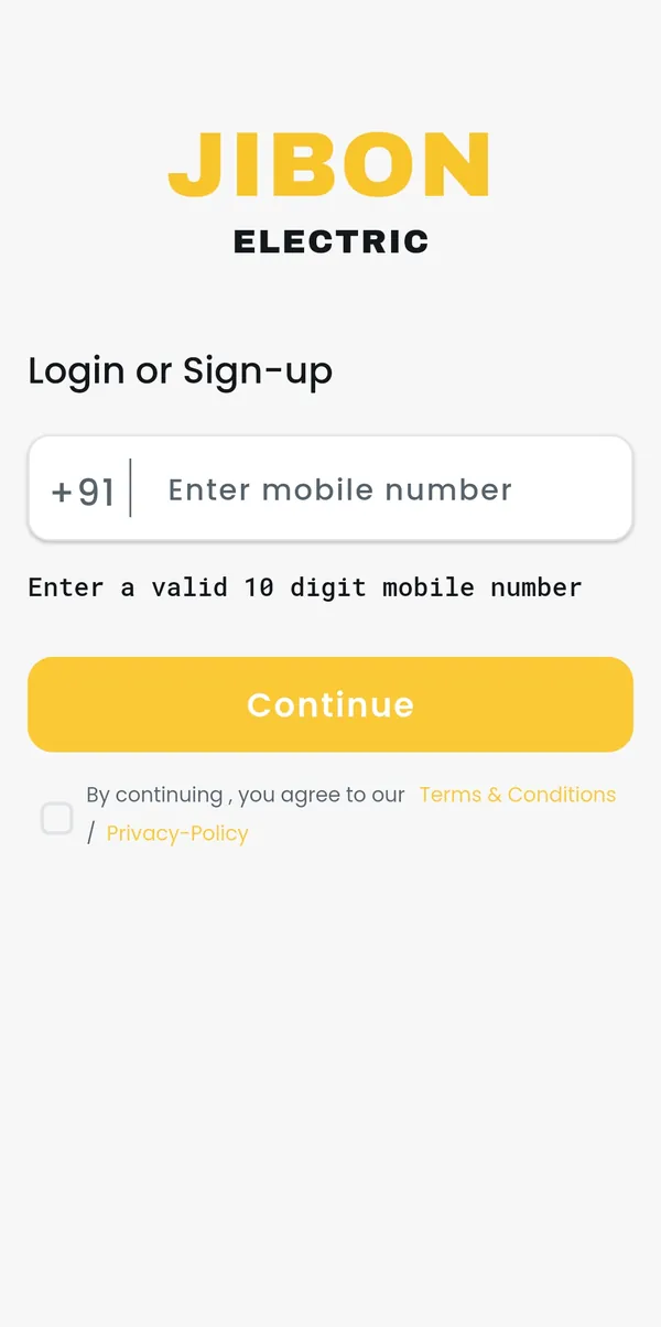 Login screen