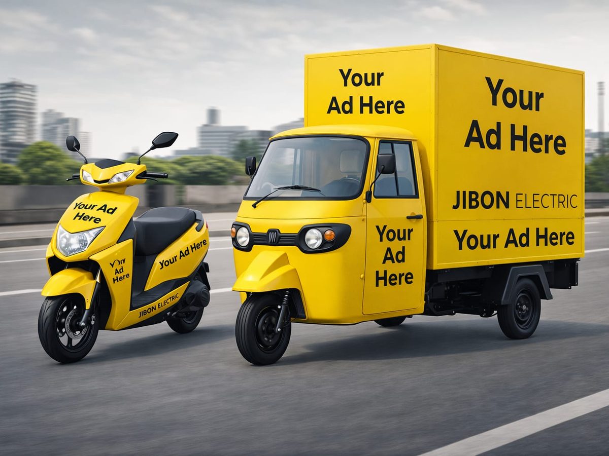 Branded Jibon Electric scooter and three-wheeler with ad space